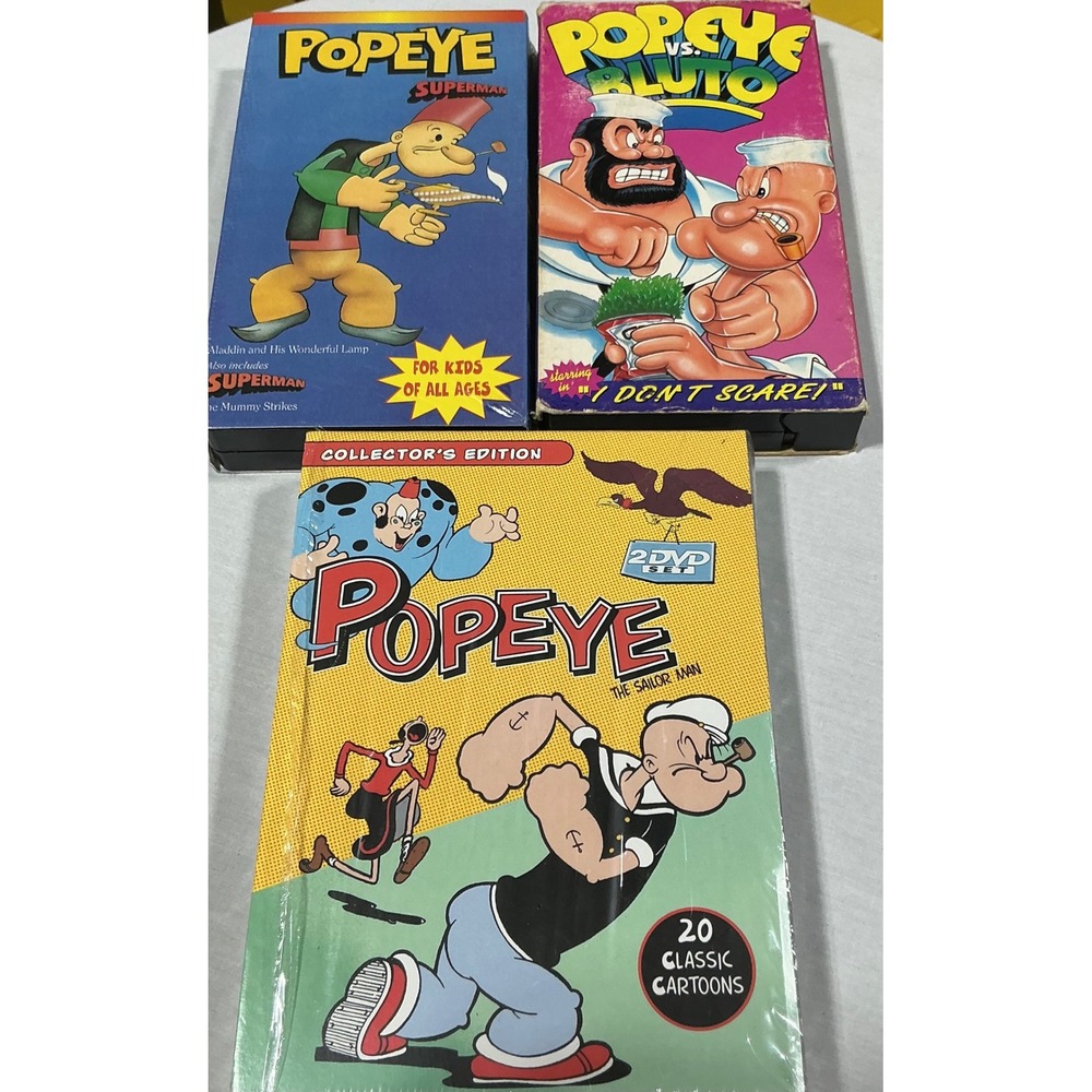 Popeye the Sailor Man DVD VHS Bundle Classic Cartoons Retro Vintage Media Set